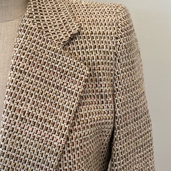 Town & Travel Womens Textured Cream Tan Weave Blazer / Made In USA / Size XS - Picture 2 of 11